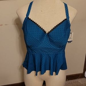 Teal and Black swim top
